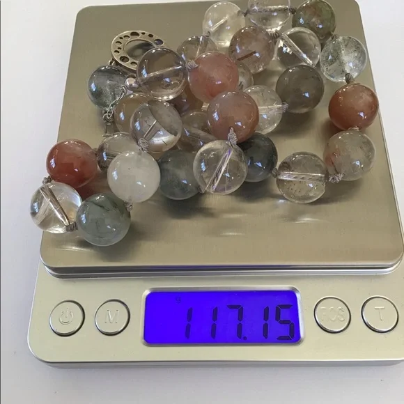 Chunky Sterling Rock Crystals Agates Necklace OOAK
